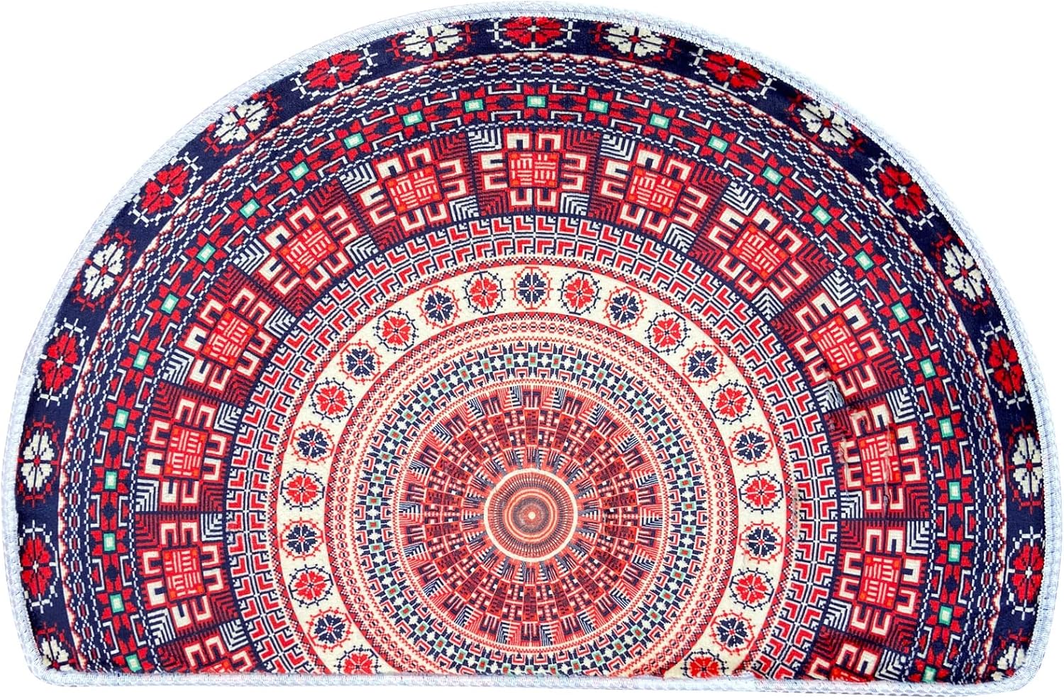 yolecan Half Round Red Brown Bohemian Bathroom Rug,Ultra