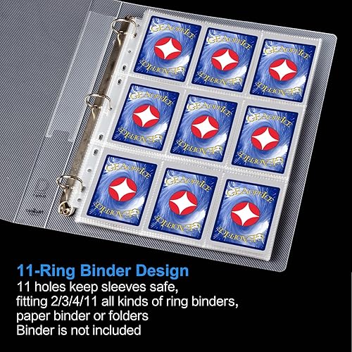 Miniatura 6 de GEAoffice 1260 Fundas de bolsillo para tarjetas, protector de 9 bolsillos para tarjetas comerciales, deportivas, cupones, juegos y tarjetas de