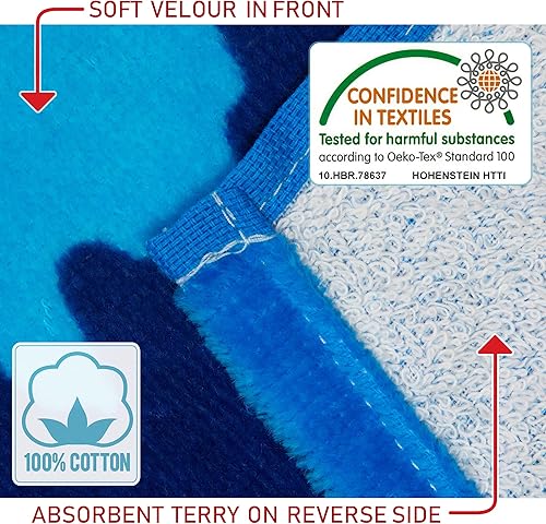 Miniatura 3 de Softerry Toalla de playa de teñido anudado de 30 x 60 pulgadas, 100% algodón, terciopelo arcoíris, colores hippie impresos (teñido anudado azul