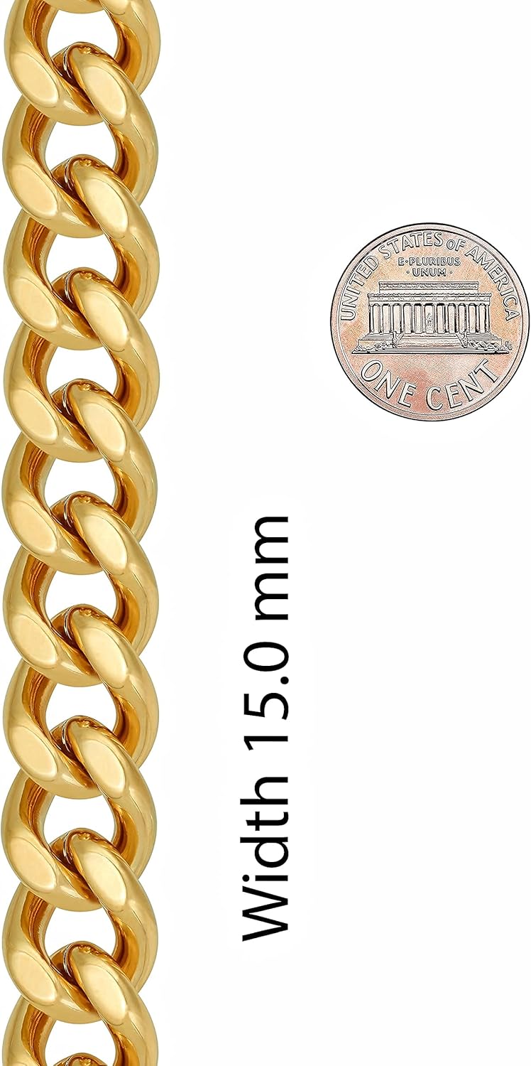 LIFETIME JEWELRY 15mm Miami Curb Cuban Link Chain Bracelet 24k Real Gold Plated - Image 6