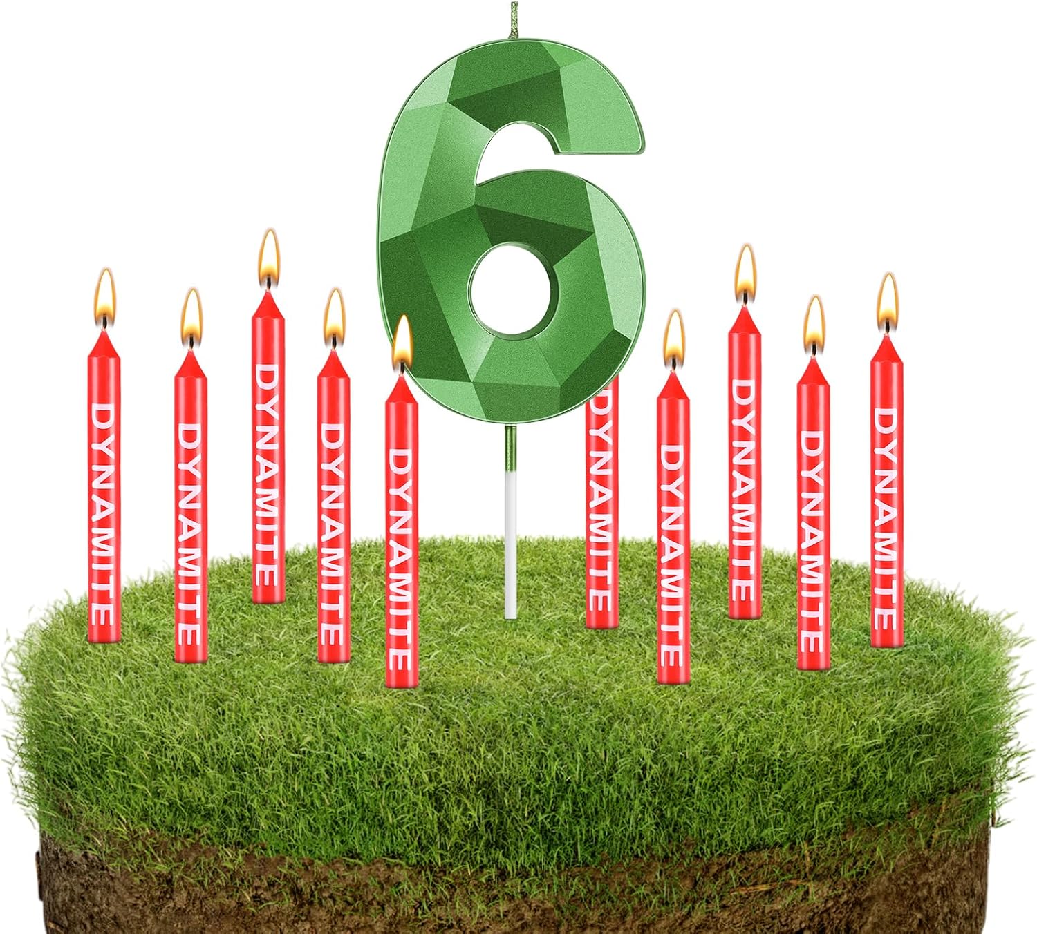 Fumete 13 Pcs Dynamite Candles TNT Themed 3D Design Green Number Birthday Candles TNT Cake Toppers for Kids Adults Birthday Wedding Baby Shower Video Game Party Supplies(Number 6) Fumete 13 Pcs Dynamite Candles TNT Themed 3D Design Green Number Birthday Candles TNT Cake Toppers for Kids Adults Birthday Wedding Baby Shower Video Game Party Supplies(Number 6)