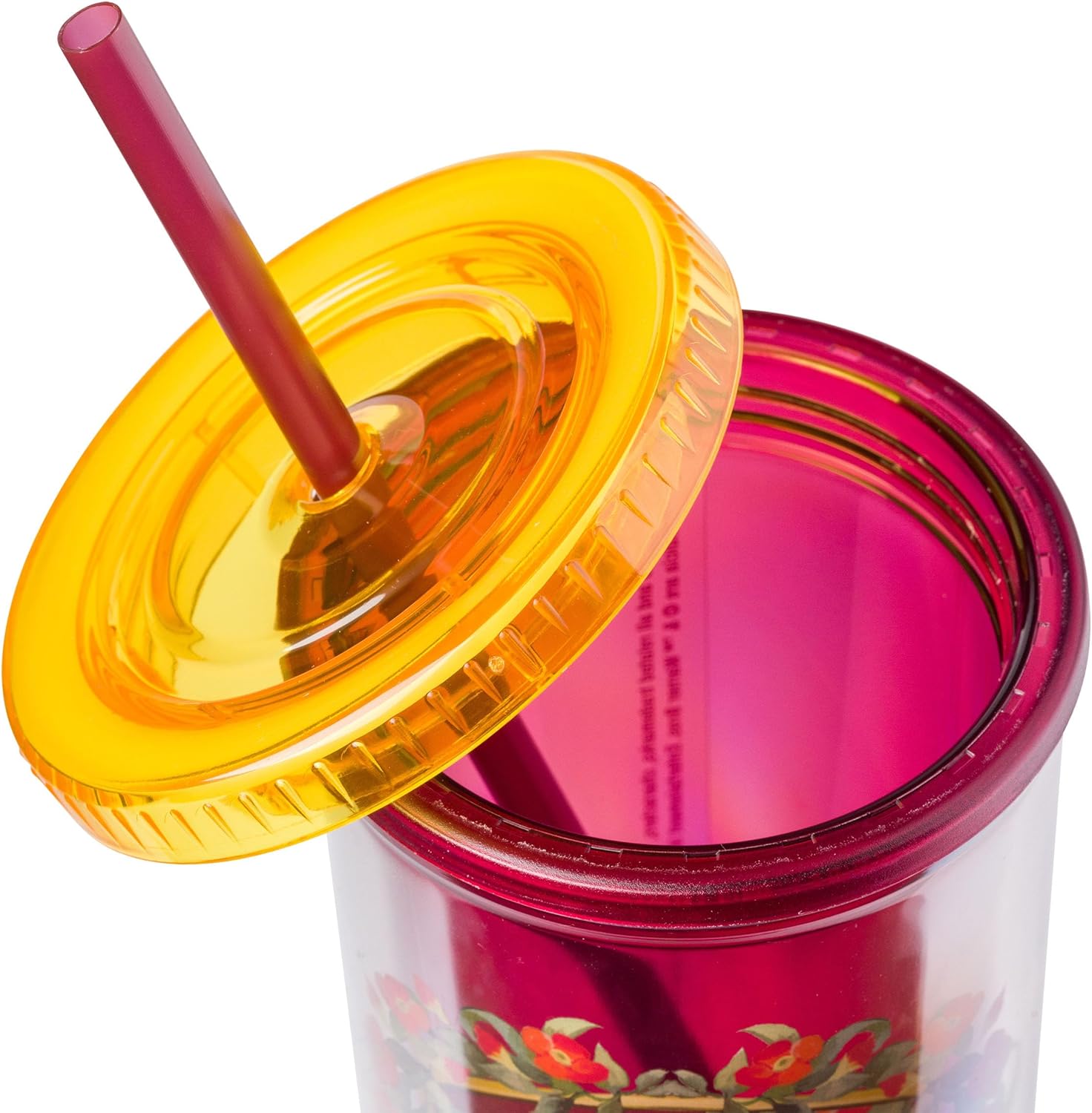 Silver Buffalo Harry Potter Gryffindor Floral Crest Plastic Tall Cold Cup with Lid and Straw, 20 Ounces - Image 4