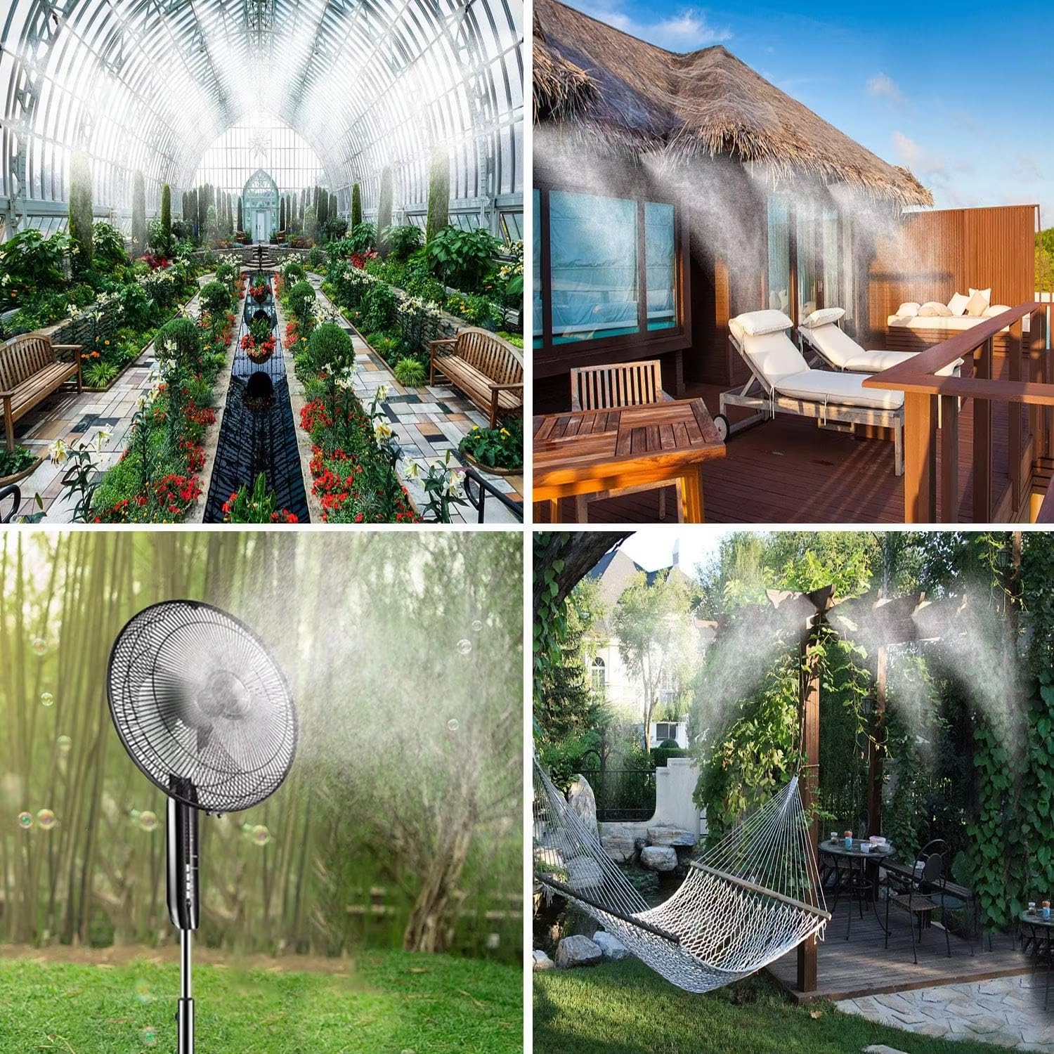 Sprühnebel Terrasse für Den Außenbereich, Sprühnebel Kühlung mit Messing Nebeldüsen & Wasserfilter,Vormontiertes Wassernebel, KüHlung für Gewächshäuser (8M)
