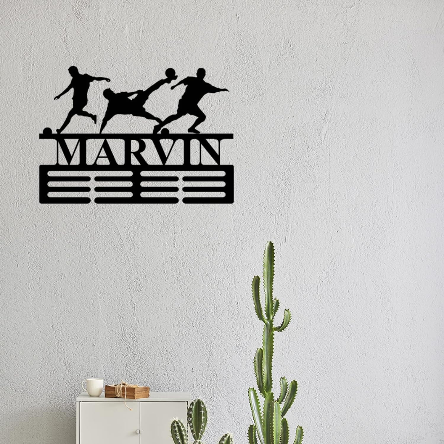 Custom Soccer Medal Holder Soccer Medal Hanger Personalized Footbal Medal Hanger Medal Display Medal Holder with Name Display Rack for Awards