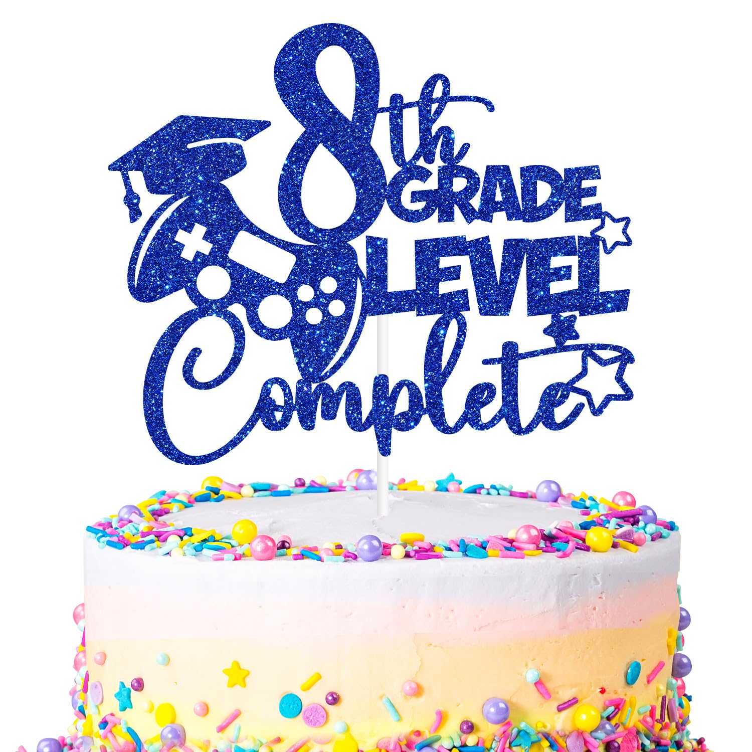 8th Grade Level Complete Cake Topper, 8th Grade Grad, Next Stop High School, Happy Graduation 8th Grade Graduation Party Decorations