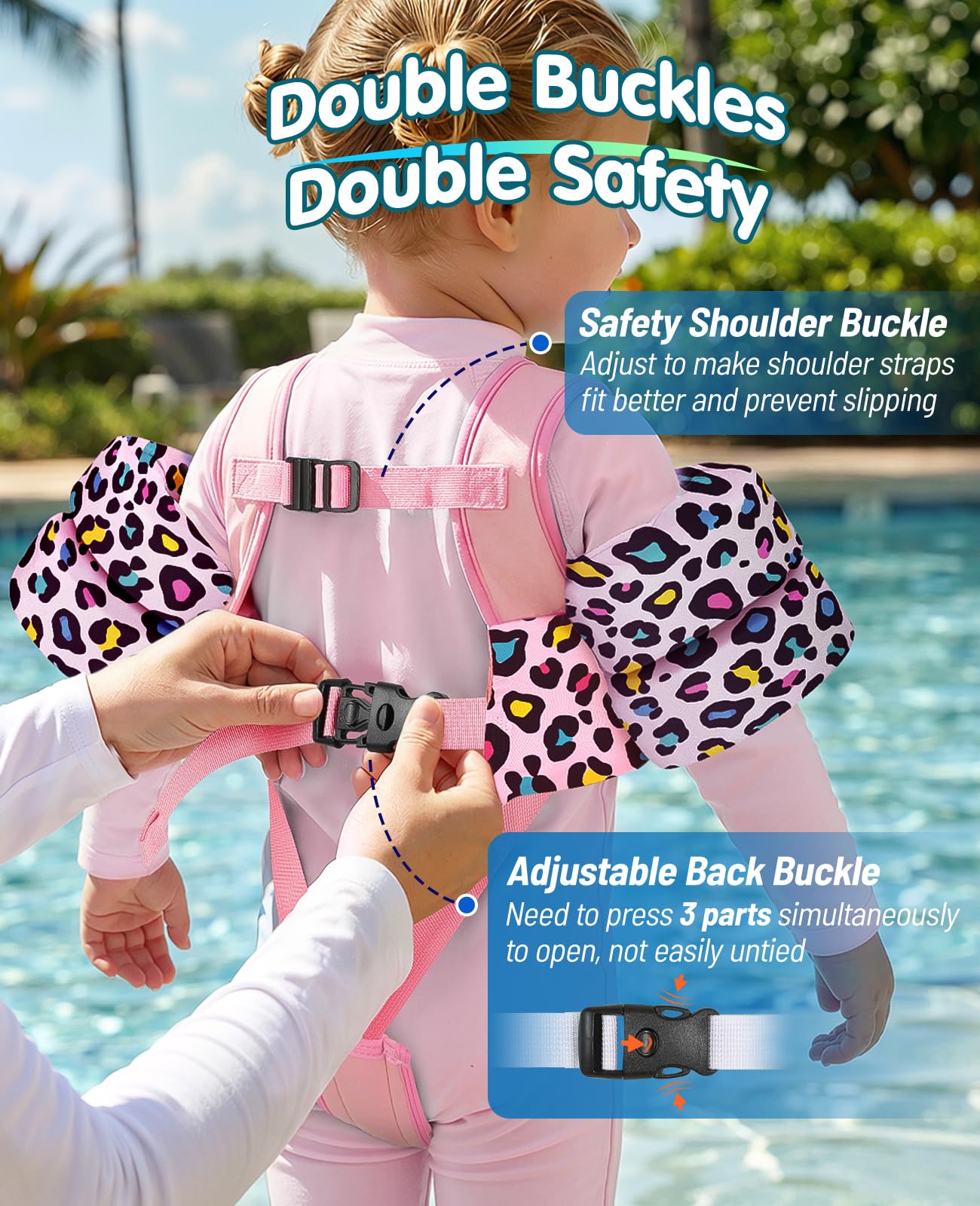 HeySplash Schwimmflügel für Kinder, Schwimmweste mit Verstellbar Schultergurt, Kinder Pool Schwimmjacke für 13-30/22-44 Pfund, Kleinkind Schwimmtrainer für Alter 2-6 Kinder Schwimmen Lernen