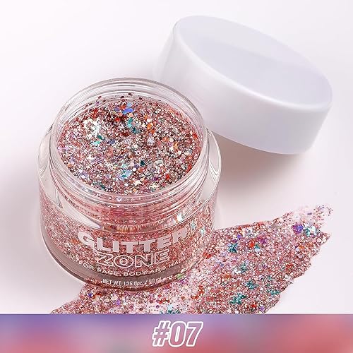 Miniatura 3 de Gel holográfico con purpurina corporal  Grado cosmético, purpurina de maquillaje de Halloween para cara, cuerpo y cabello, seguro y fácil de usar,