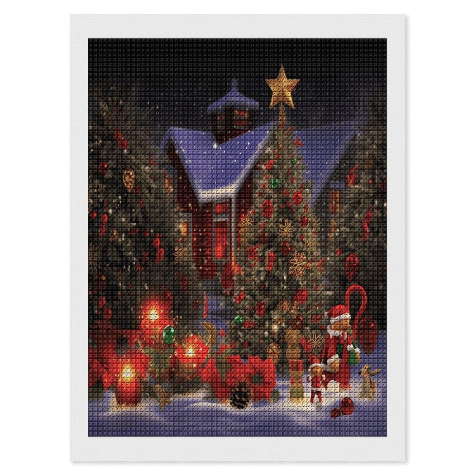FodPand Christmas Cheer Diamond Painting Kit for Beginner Fun 5D DIY Crafts for Adults Diamond Art Kits Square Diamond Art Canvas Painting Gem Art Crafts for Home Wall Decor 12"x16"