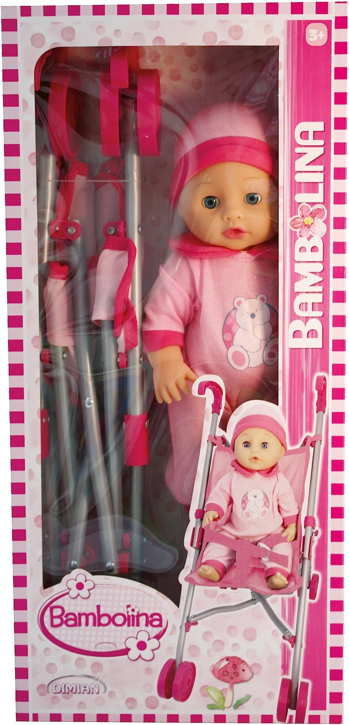 Bambolina Doll Carriage with Doll 36 cm - For Age 2+ Years Old