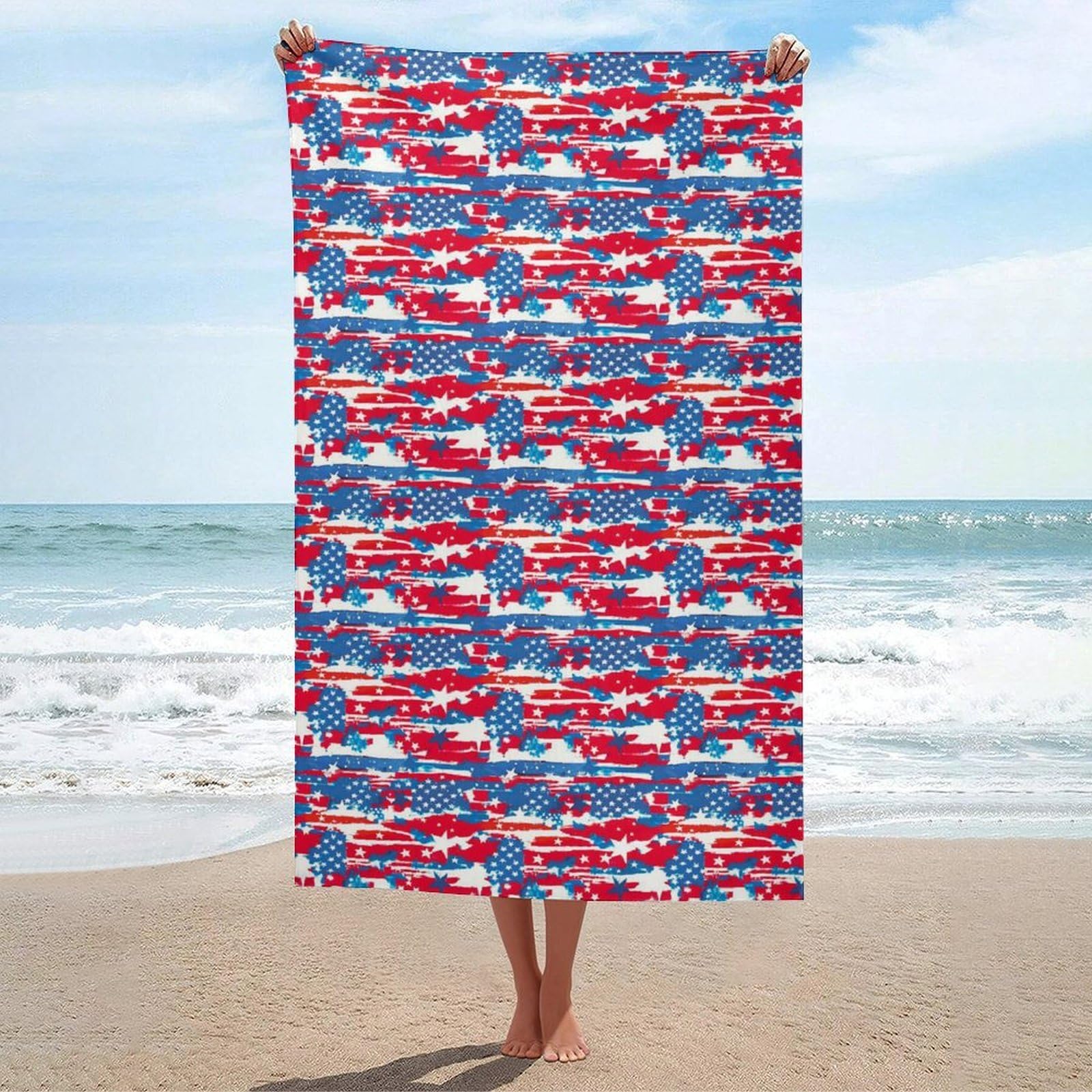 Anceky Bath Towel Quick-Dry Large American Flag Beach Towels Soft Absorbent Bath Towel for Travel Swimming Gym 31 X 51 in