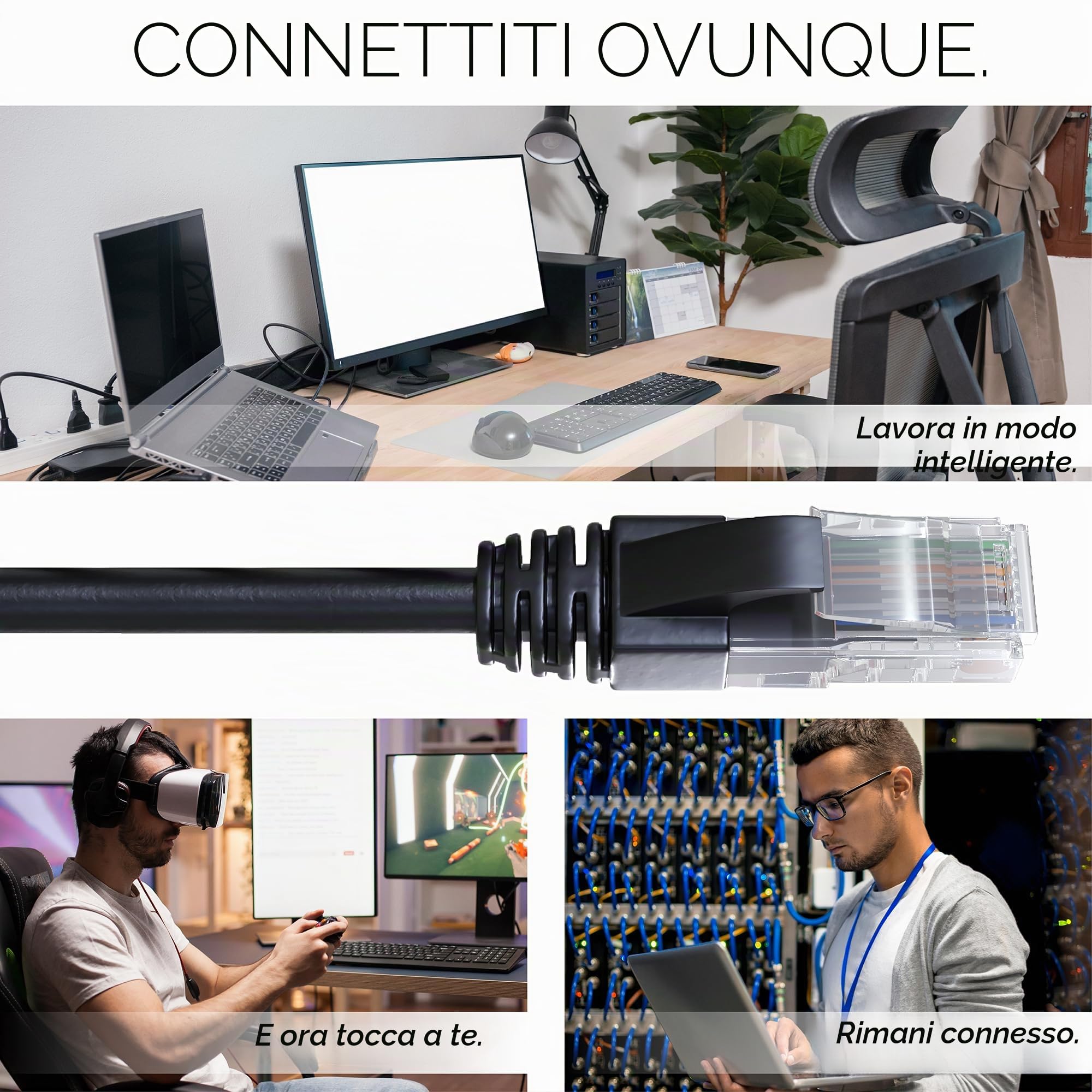 Mr. Tronic Cavo Impermeabile Esterno Ethernet Cat 6 da 50m, Cavo di Rete LAN Cat 6 ad Alta Velocità Per Internet Veloce 1 Gbps - AWG24 Sfuso Senza Connettori RJ45, UTP CCA (50 Metri, Nero)