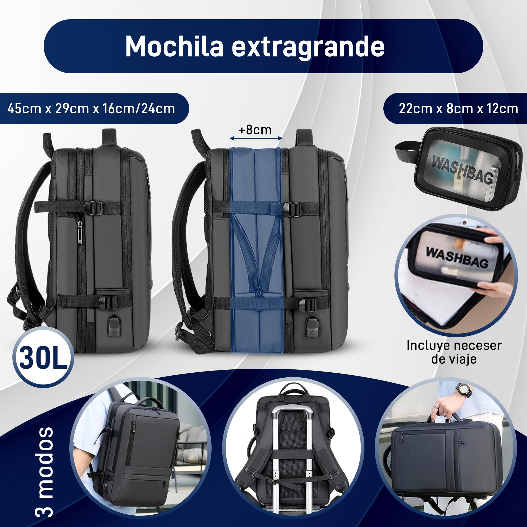 Plecak na komputer podróżny 40x20x30, voling,Plecak roboczy kobiety/mężczyzna, plecak na laptopa z USB,wodoodporny, bagaż podręczny, kabina, plecak podróżny Portable Biznes Praca codzienna i szkolna
