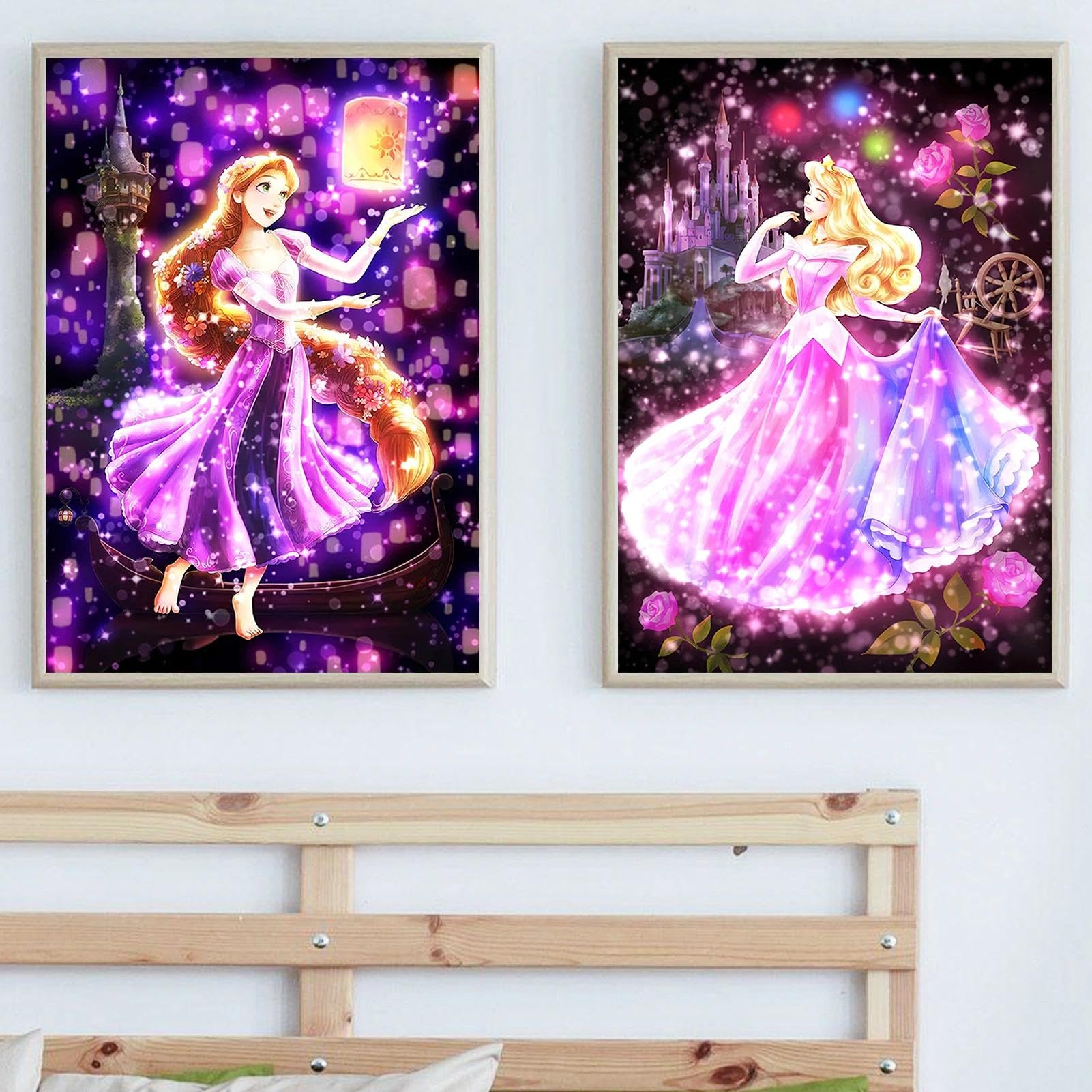 YALKIN 2 Packs 5D Diamond Art Kits for Kids, 5D Cartoon Diamond Painting Kits with Round Drills Full Drill Gem Painting Set for Home Wall and Gifts Christmas 12x16inch (30x40CM)