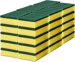 Kit Esponjas de Louça Dupla Face Verde e Amarela – Fibra Abrasiva + Espuma Macia, Uso Diário na Cozinha, para Antiaderentes, Limpeza de Pratos, Panelas e Copos, Higiene Fácil, 10x7x2cm (30, Amarelo)