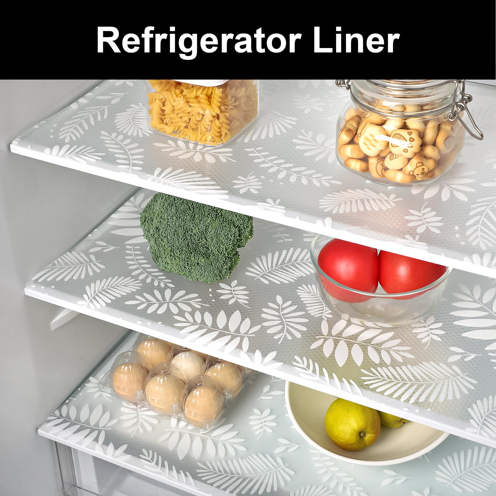 Cooyes Revestimientos de estantes para armarios de cocina, refrigerador, impermeables y a prueba de aceite, alfombrillas de cajón de material EVA, forro de nevera no adhesivo para estantes