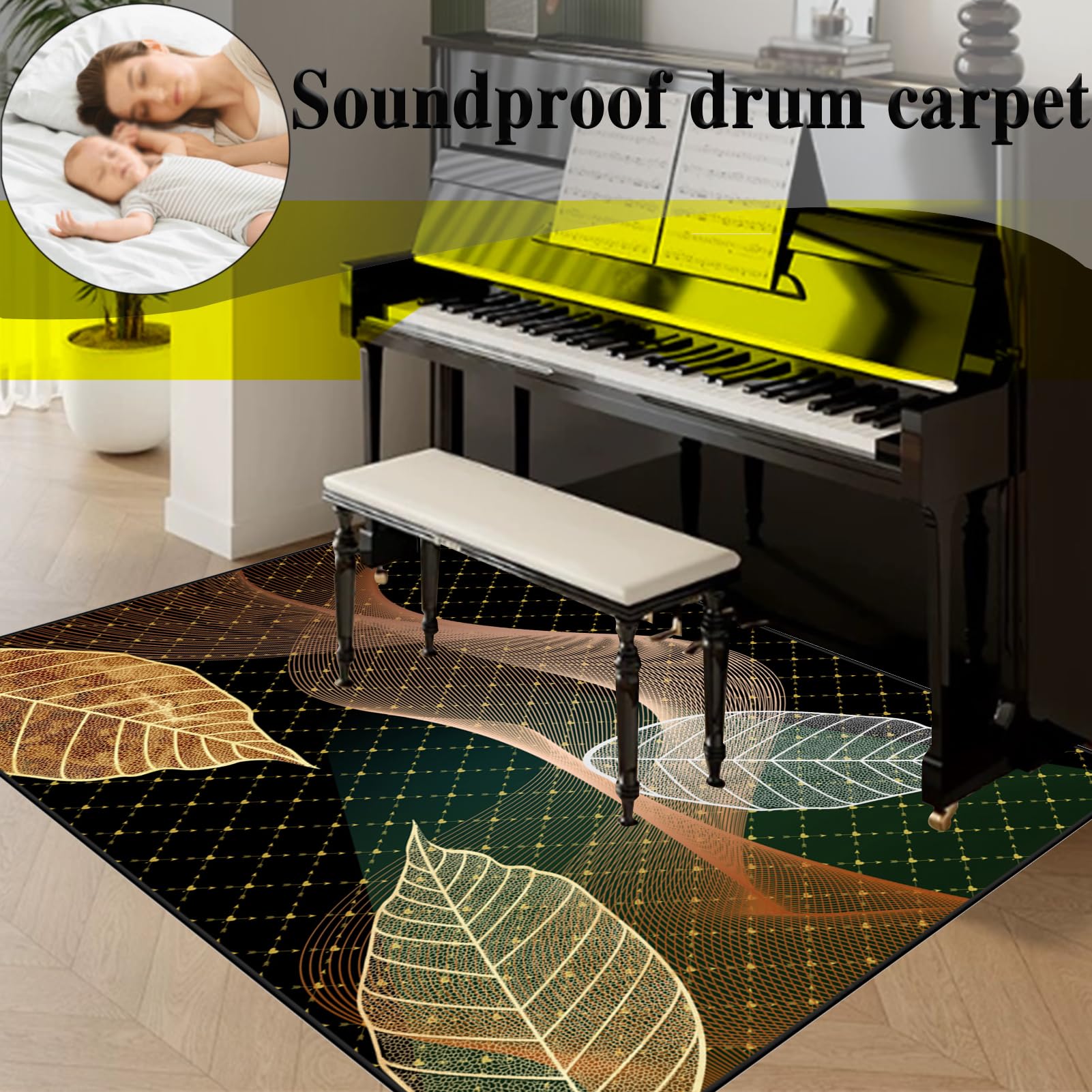 Dźwiękoszczelna mata bębnowa 120 x 100 cm antypoślizgowa mata do perkusji akustycznej profesjonalna osłona bębna do instrumentów muzycznych Snare Drum