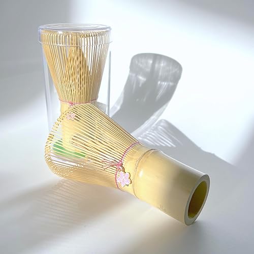 Miniatura 6 de Batidor tradicional de bambú matcha, Chasen de 120 puntas con dije de Sakura, 4 x 2.5 pulgadas, batidor de té natural para preparación de matcha