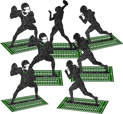 9 piezas de centro de mesa de fútbol, decoraciones de fiesta de fútbol, centros de mesa de silueta de jugador de fútbol, 8 pulgadas y 3 estilos