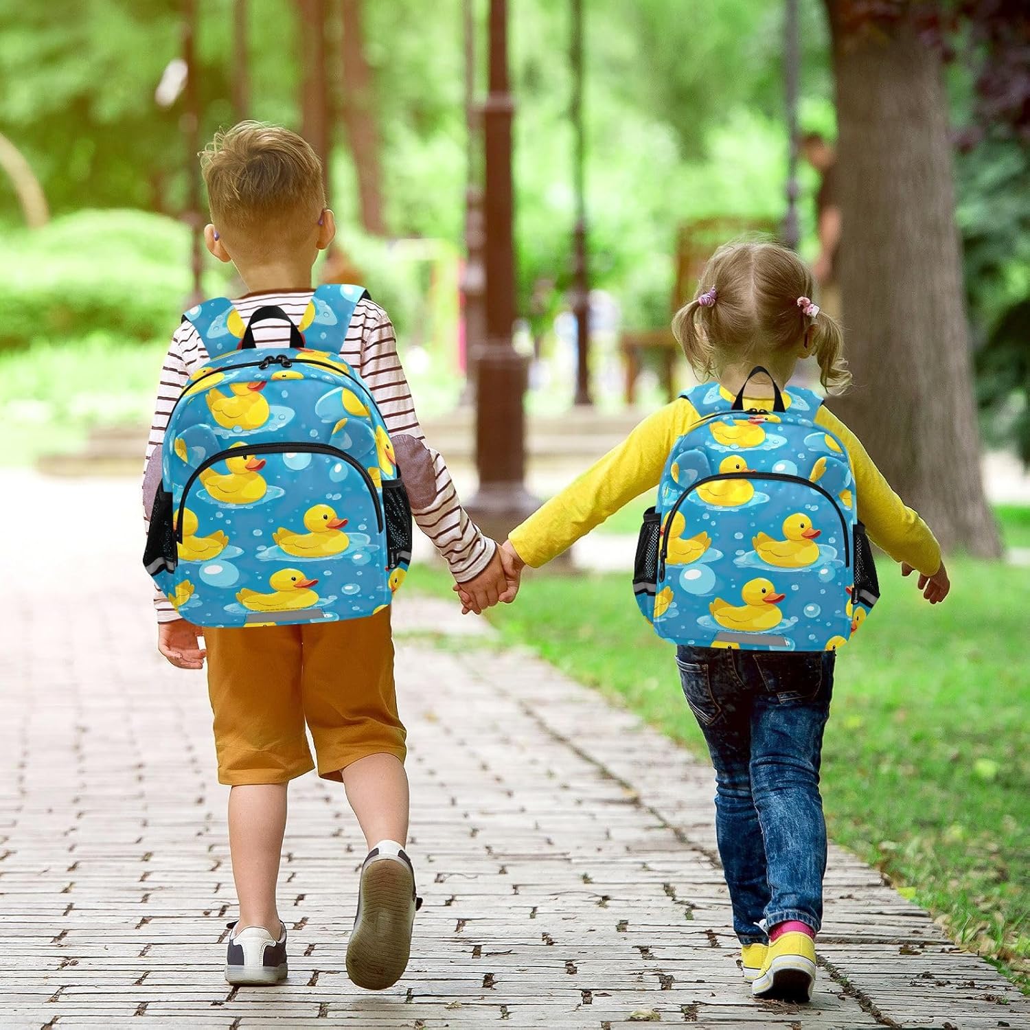 Yellow Rubber Ducks Blue Toddler Harness Backpack for Boys Girls 3-6 Years Kids Backpack with Anti Lost Safety Leash Baby Harness Bookbag for Travel Walking Preschool