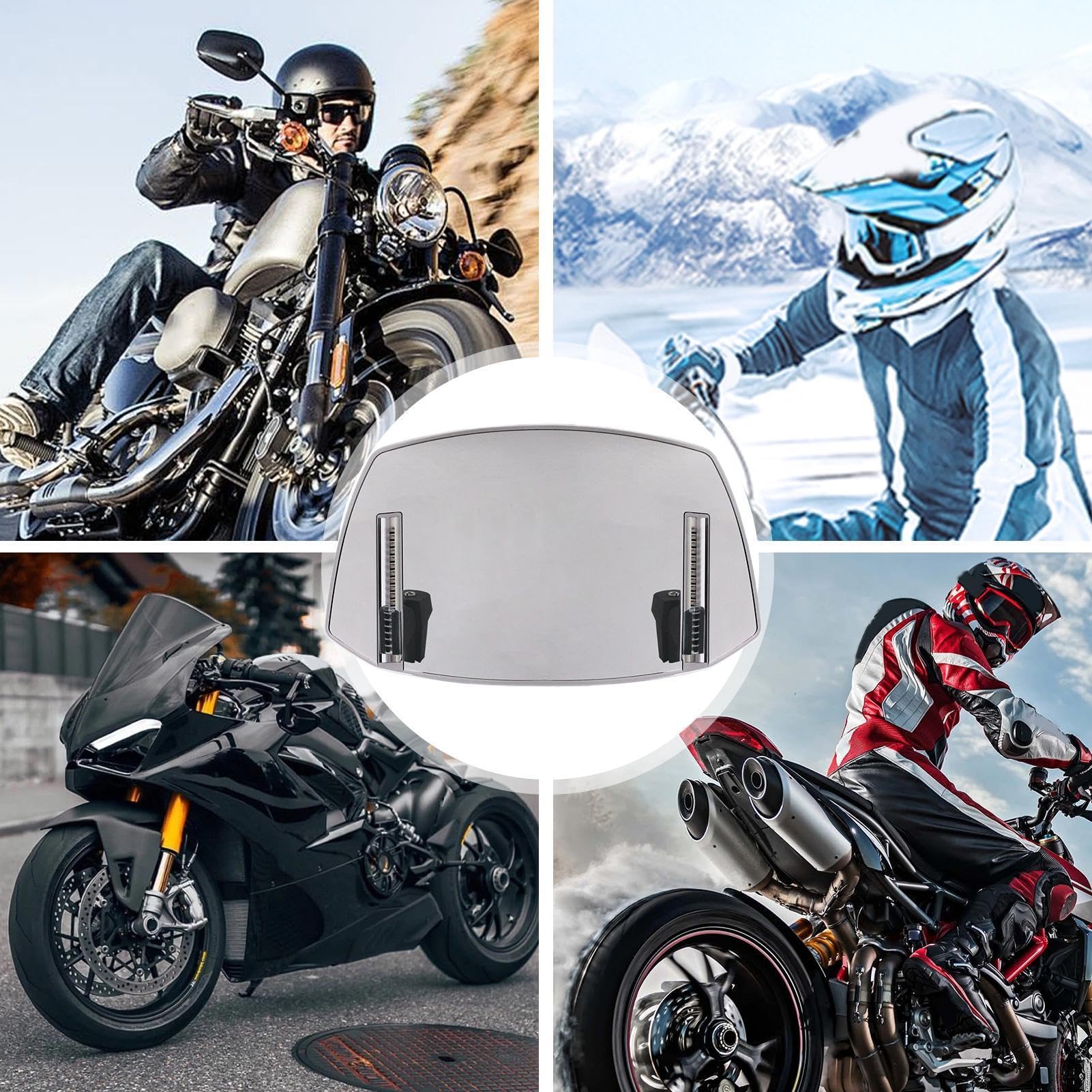 Parabrisas para motocicleta: protector de parabrisas, parabrisas delantero elevado de 300 g, de flujo de aire universal, protector contra la intemperie | Accesorio de modificación portátil para