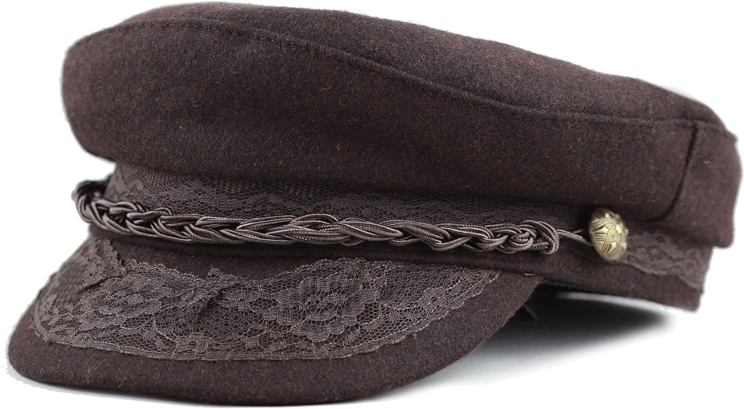 The Hat DepotThe Hat Depot Winter Unisex Wool & Faux Leather Greek Fisherman Sailor Fiddler Driver Hat Flat Cap