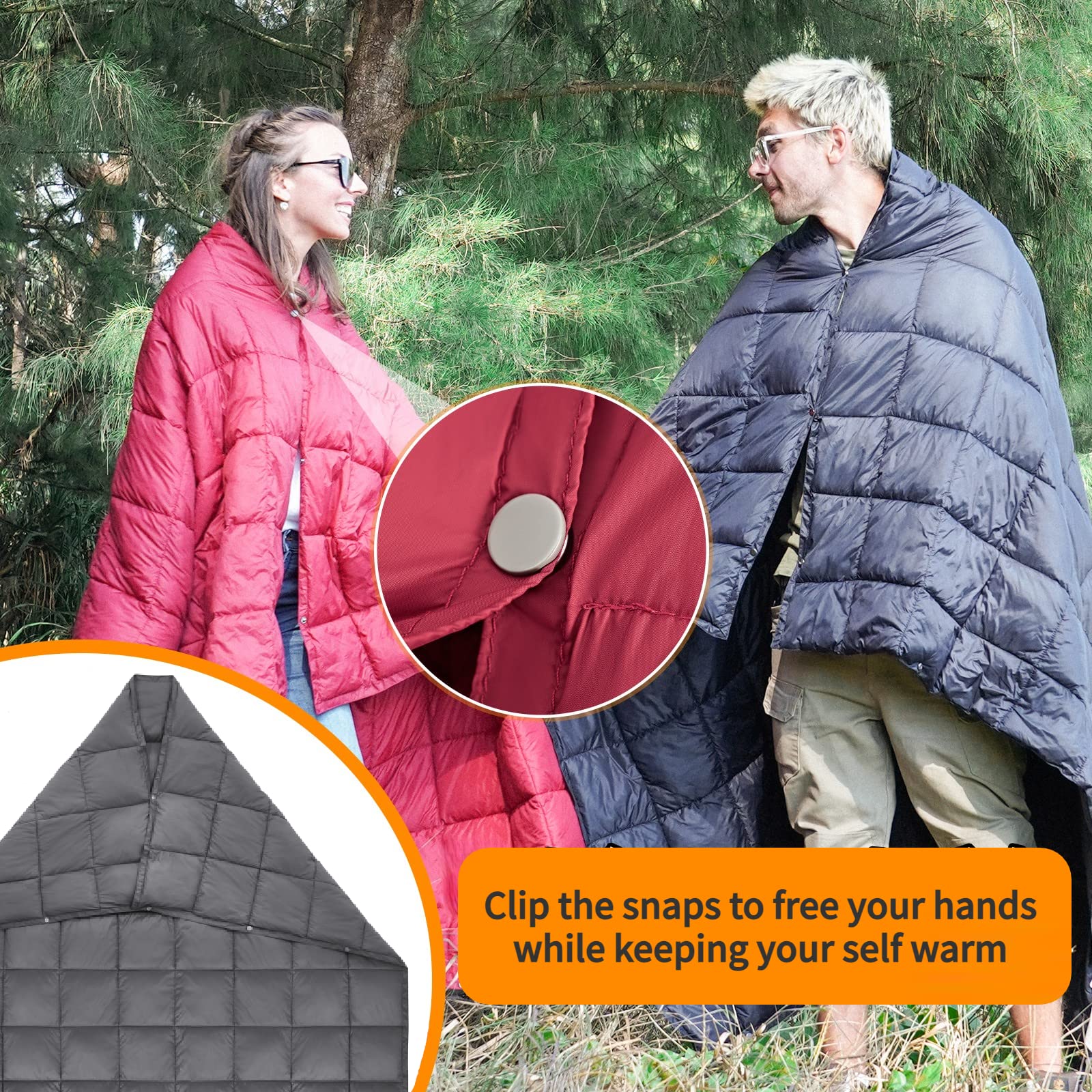 KingCamp Camping Blanket, Travel Outdoor Packable Down Alternative Quilt, Portable Compact Warm Backpacking Water Repellent Light Puffy Camp Blankets for Cold Weather, Airplane, Car, Outside, Stadium