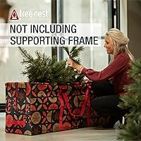 Vista 2 de Tree Nest Oxford Bolsa de almacenamiento para árbol de Navidad, 7.5 pies, con ruedas, impermeable, rectangular, elegante, cierre de cremallera