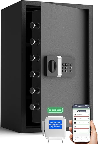 Miniatura 22 de FORFEND - Caja fuerte inteligente para el hogar, desbloqueo/alarma de la aplicación de caja fuerte WiFi, comando de voz, alarma de secuestro, Código