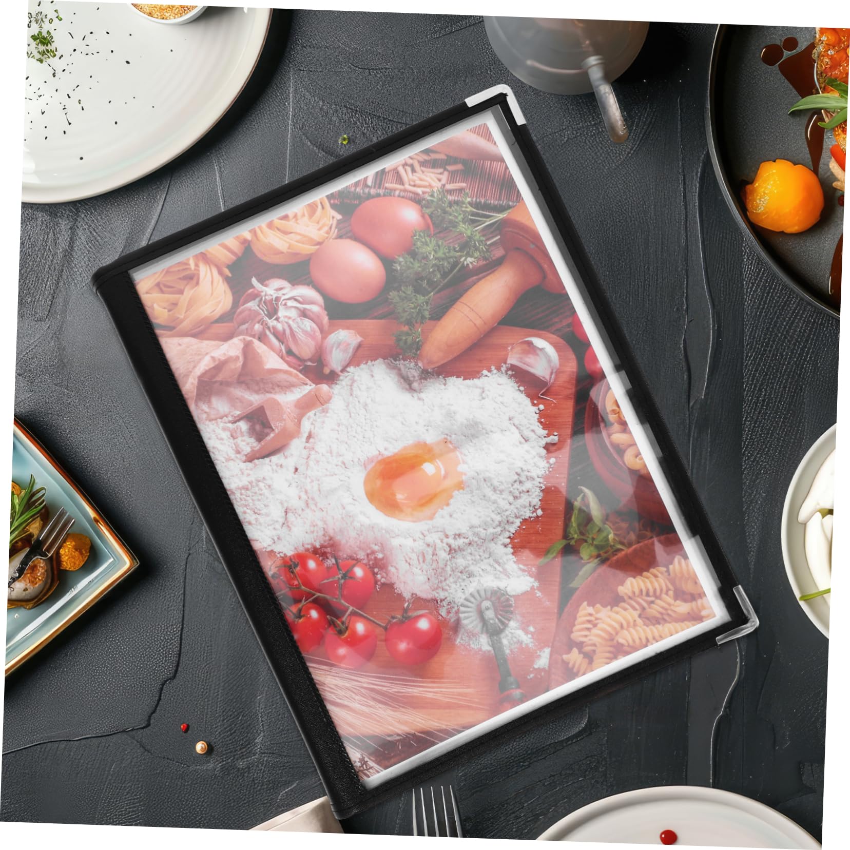 GLEAVI Libro de Menú de Restaurante de Pvc Transparente, 10 Páginas y 20 Lados, Fácil de Llevar, para Restaurantes y Cafeterías