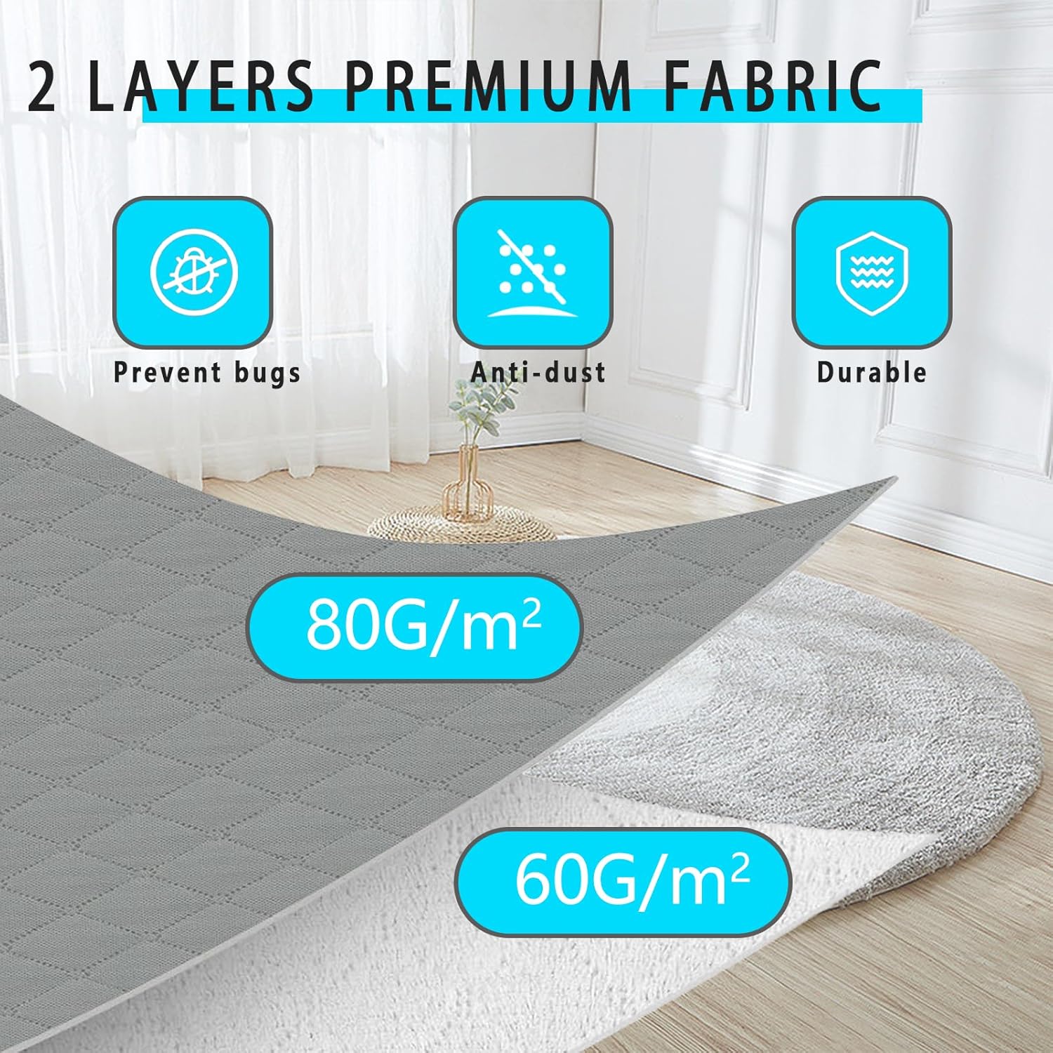 WFK handbag 6-piece set, foldable thick fabric storage bag, used for organizing bedrooms, wardrobes, and wardrobes; Can store clothes, blankets, plush toys, gray