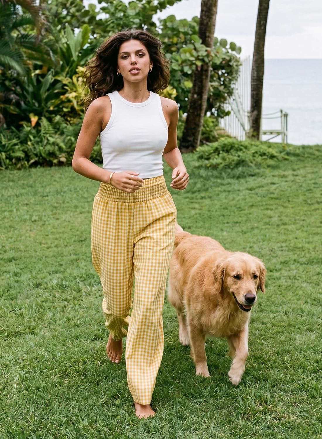 Dokotoo Womens Striped Gingham Pants 2026 Casual Pants Cute Comfy Bottoms with Pockets Plaid Outfits thumbnail