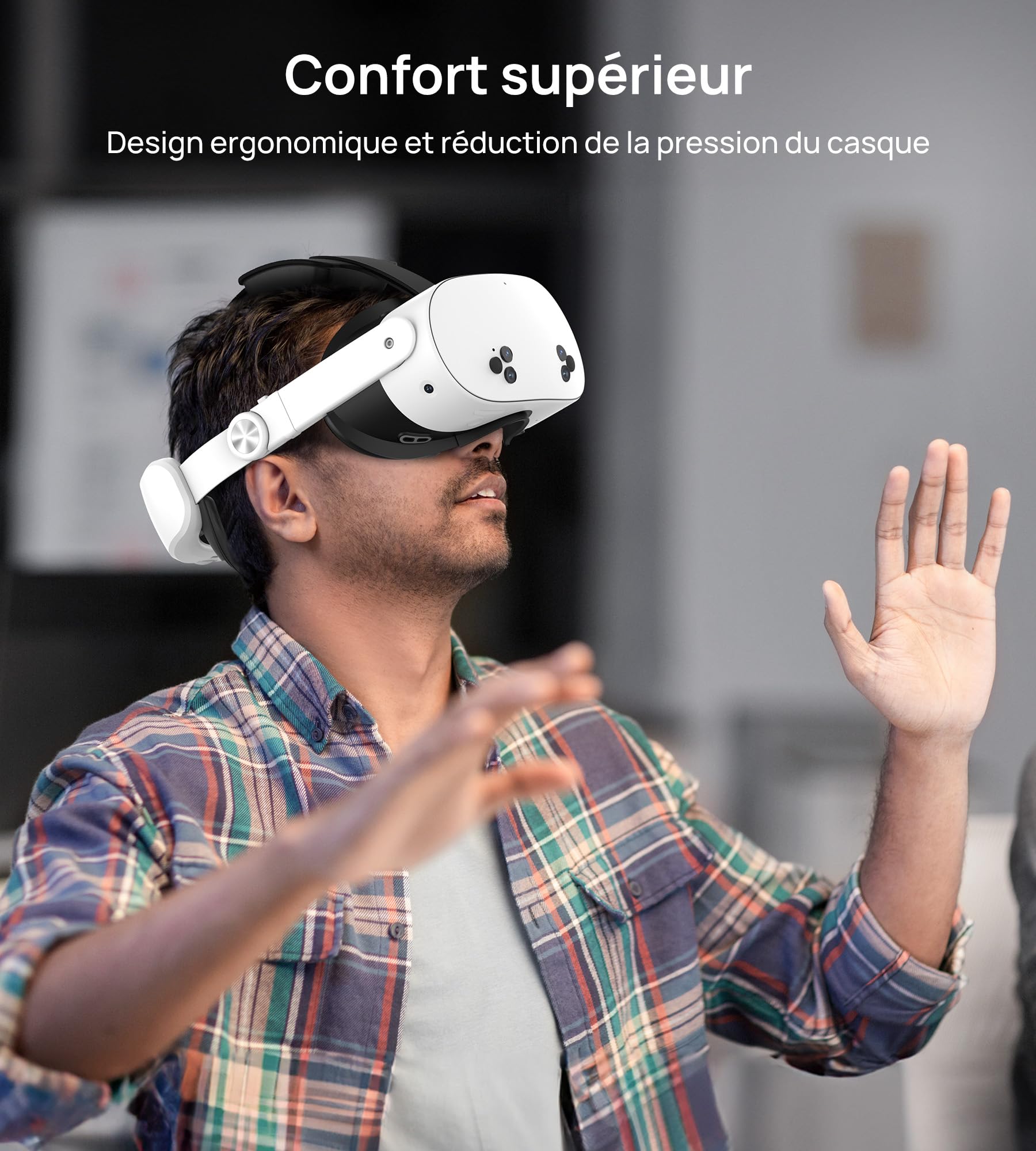 Transnovo Sangle avec Batterie de 10000 mAh, Compatible avec Meta Quest 3/Quest 3S/Quest 2 Accessoire,Confort Sangle Réduire la Pression de la Tête, Boutons Réglables pour Plusieurs Personnes