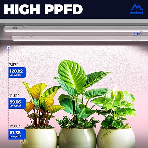 Miniatura 46 de Barrina Luces de cultivo para plantas de interior, espectro completo, 4 pies 160 W (8 x 20 W), tira de luz LED de cultivo para inicio de semillas