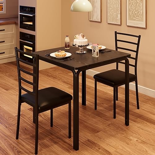 Miniatura 3 de IDEALHOUSE Mesa para 2 Juegos de Cocina y Comedor, 29.1329.1329.93, Negro