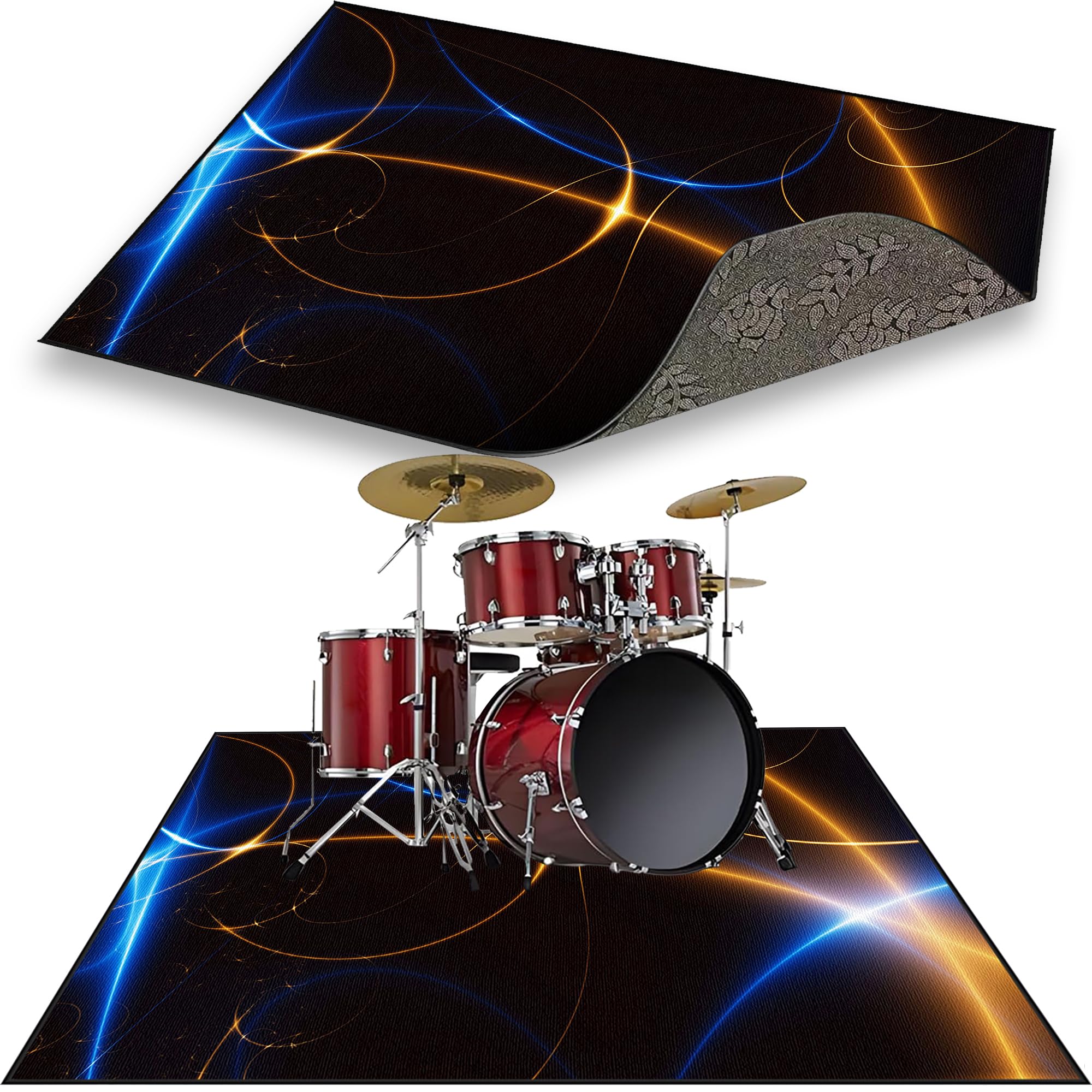 Tappeto per Batteria Acustica, Tappeti per Tamburi, 230 x 200 cm Tappeto Insonorizzato per Batterie, Tappetino a Tamburo per Elettroniche Rullante Snare Drum Grancassa Strumenti Musicali