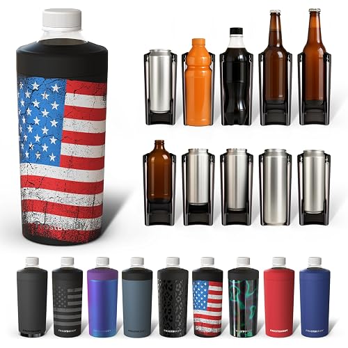 Frost Buddy XL Can Cooler - Fits 12/16/20/24 oz Cans & Bottles (Merica-) | Keeps drinks chilled 12+ hrs | No sweat, no condensation | Fits slim & standard cans