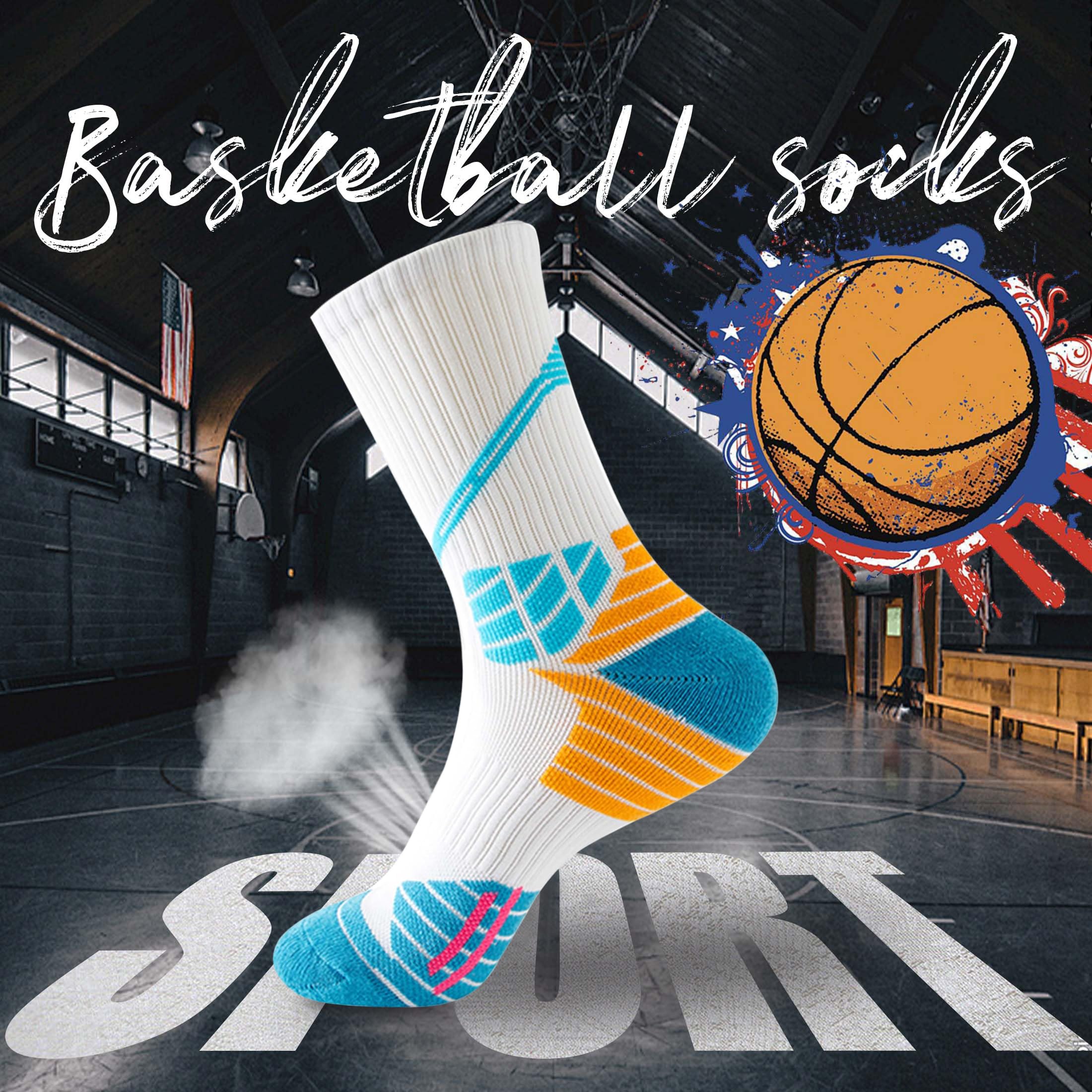 Calcetines deportivos de baloncesto que absorben la humedad, calcetines tobilleros para hombre y mujer, 1/5/6 pares, Mandarina blanca, 3.5-11.5