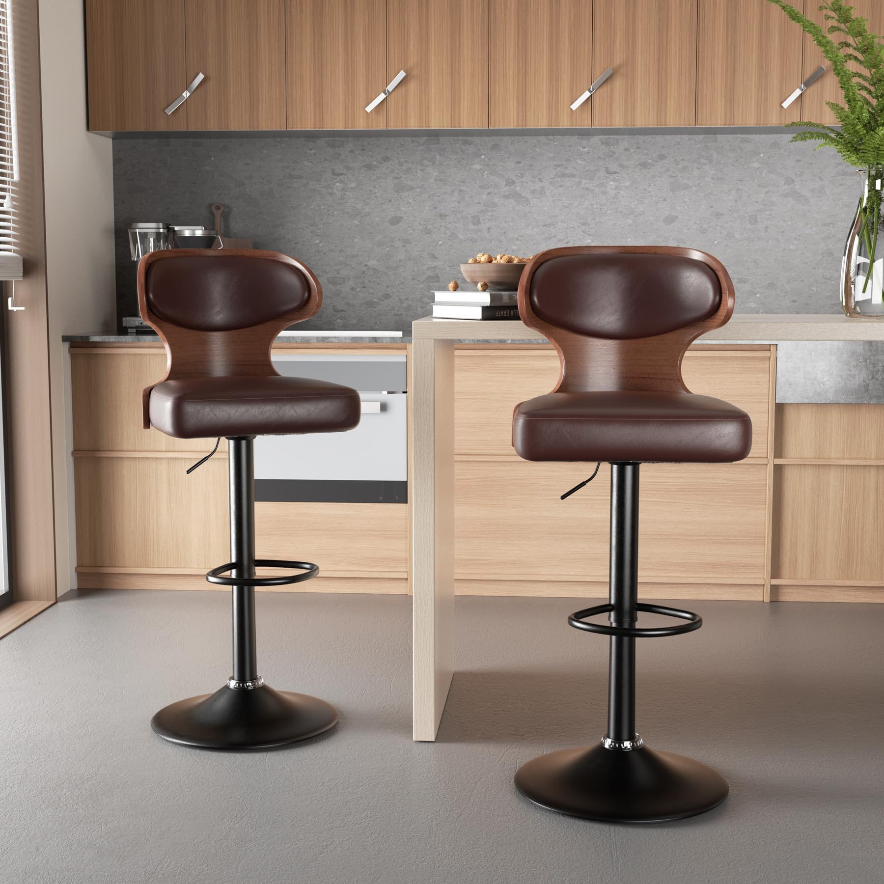 Hawthyhome Barhocker 2er Set mit Nussbaumholz Barstuhl Braun