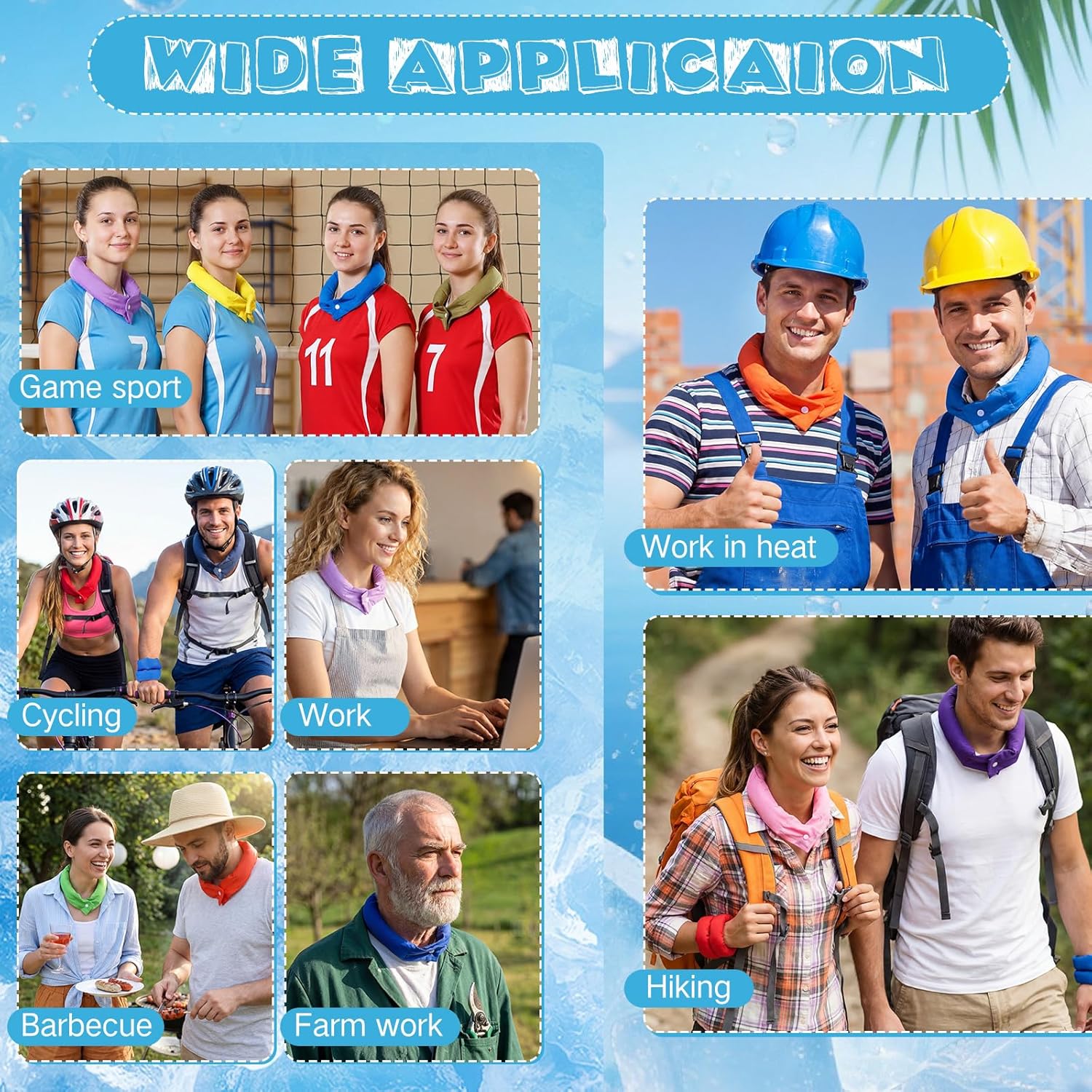 Eurzom Cooling Neck Wraps Bulk with Button Ice Scarf Water Soaking Wraps Coolers Neck Bandana Headband for Women Men Dog, Hiking Camping Hot Summer Outdoor