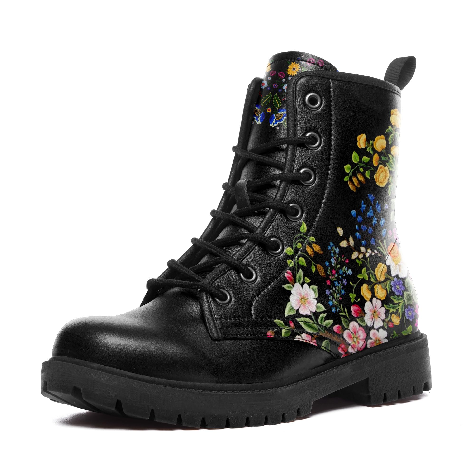 Onegam Punk Combat Boots, Stylish Motorcycle Booties for Men & Women, Waterproof Work Boot with Artistic Design