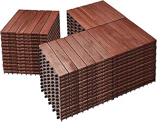 PrimeZone 54 PCS Solid Acacia Wood Interlocking Deck Tiles - 12
