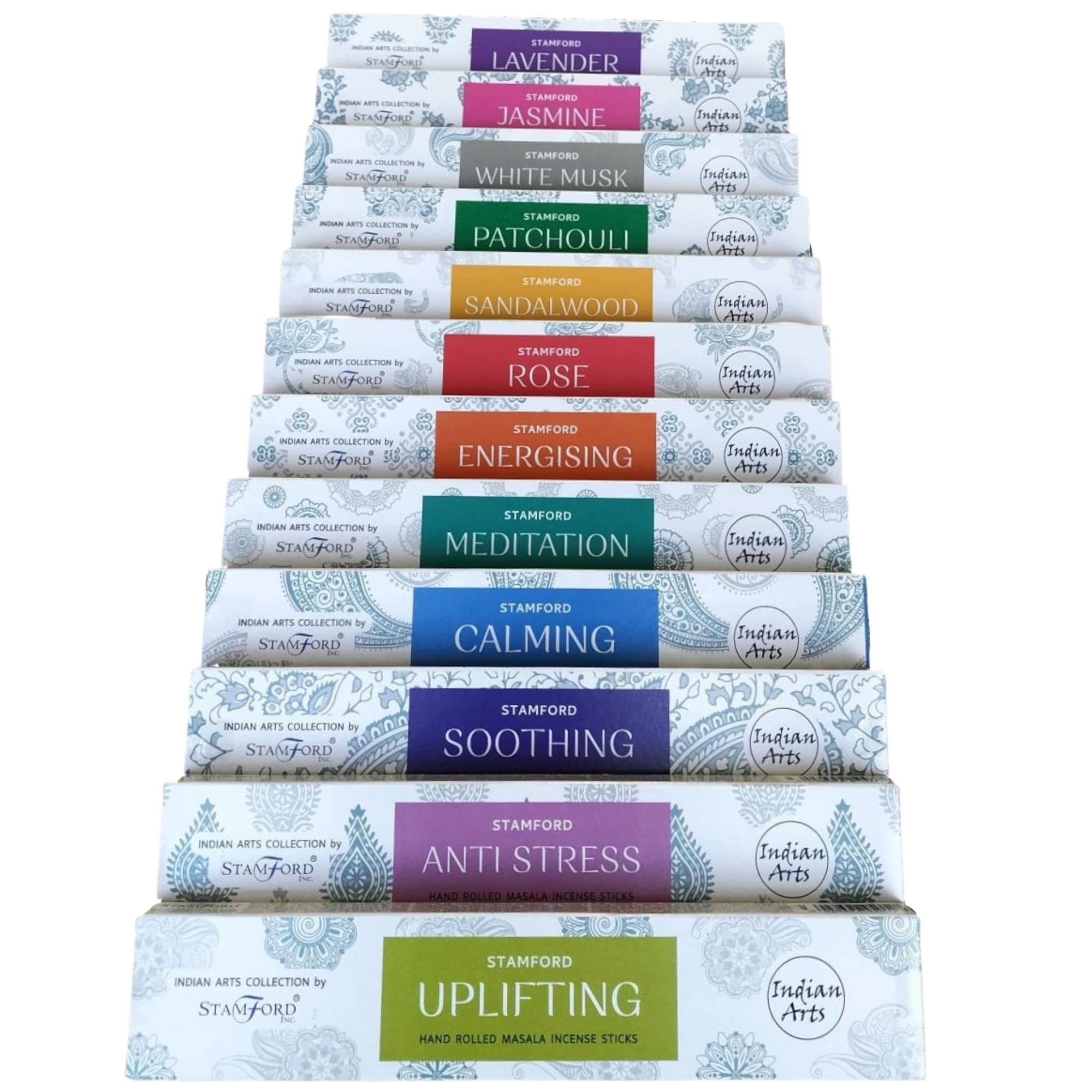 Indian ArtsCollection By Stamford Premium Hand Rolled Masala Incense Sticks (12 x 15 sticks) (All 12 Scents)