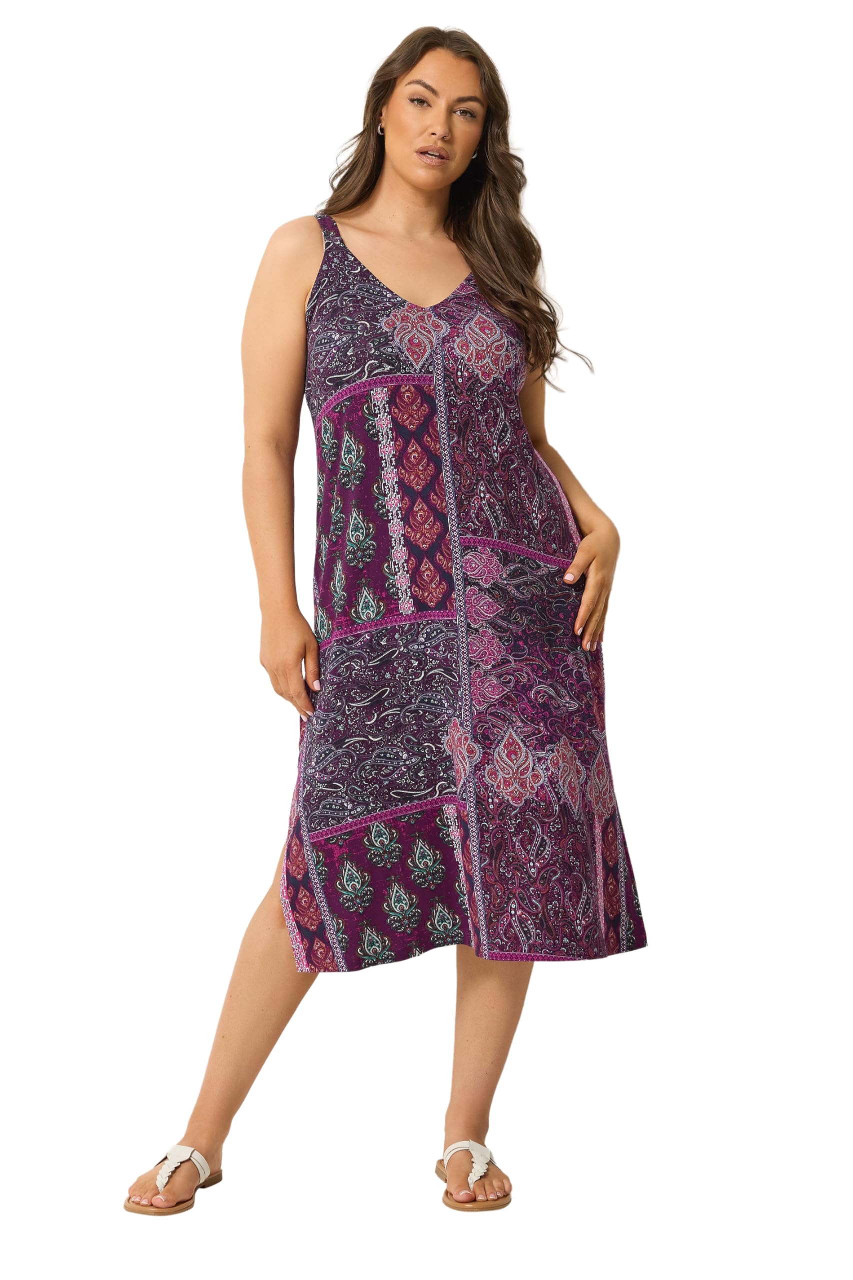 Yours Curve Paisley Throw On Dress - Women's - Plus Size Curve Purple
