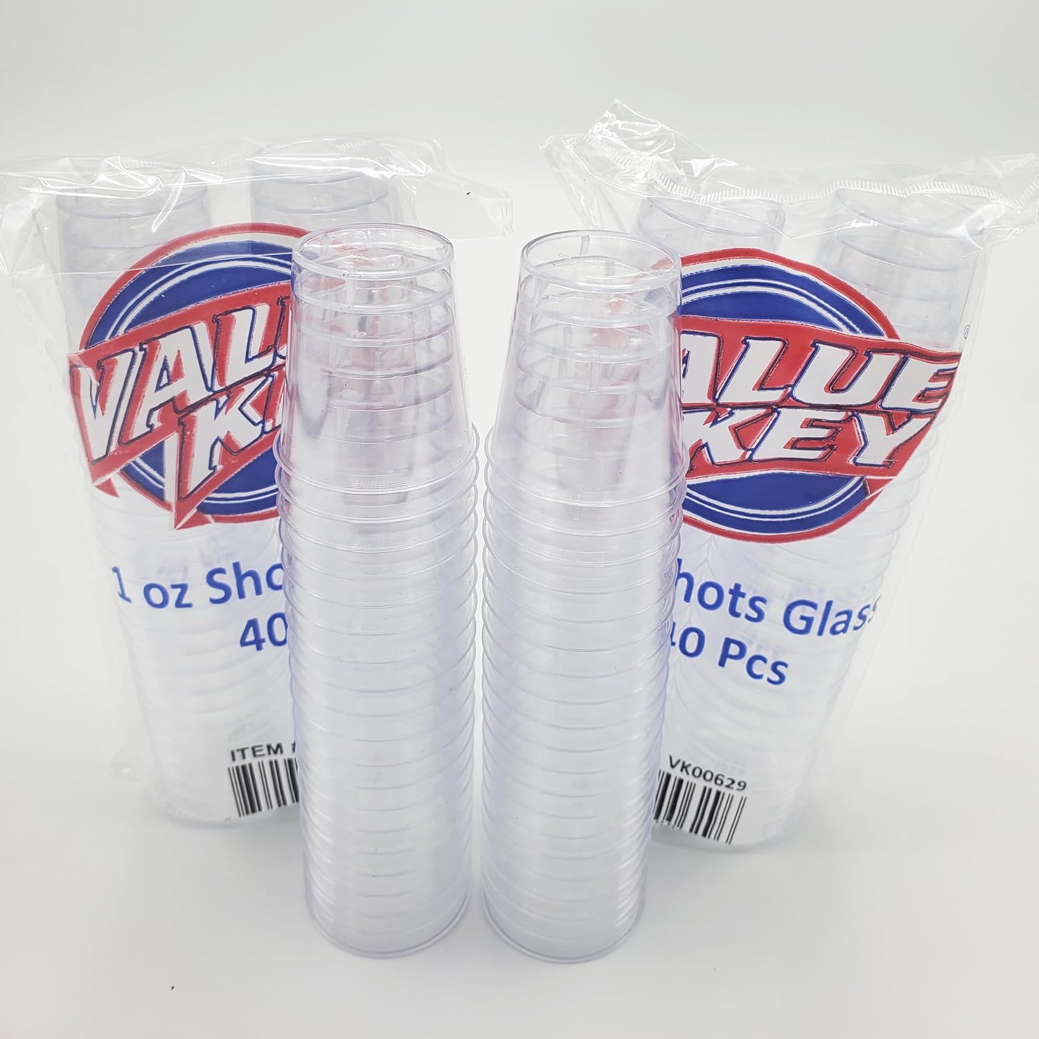 Generic 1 oz Shot Glasses Crystal Clear Disposable Hard Plastic Shot Cups - Tumblers, Great for Whiskey, Jello, Shots, Tasting, Sauce, Dips, Samples Pack of 40, VK00629