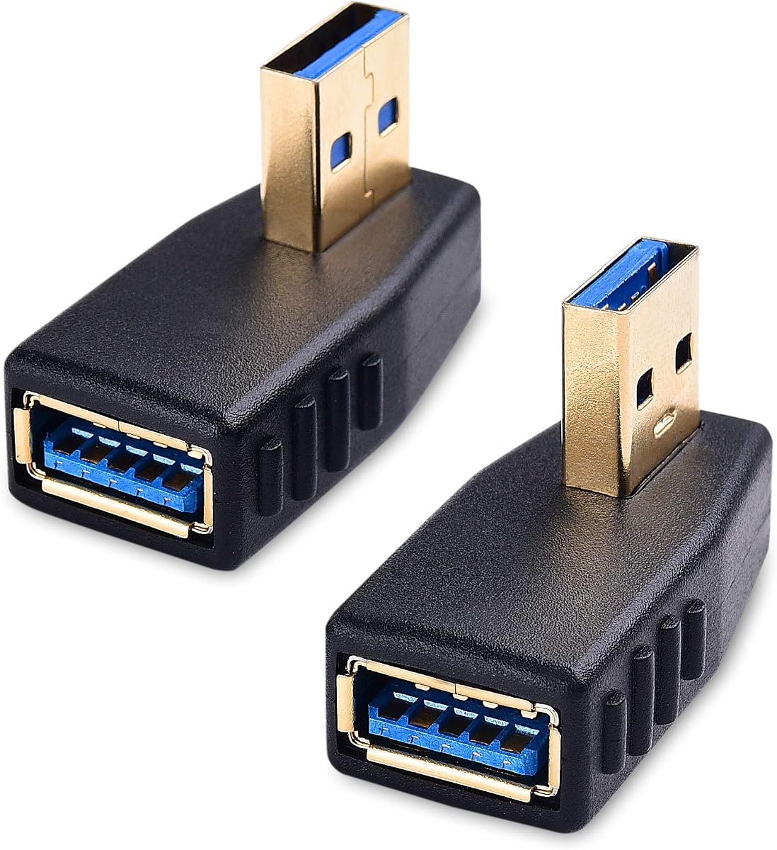 90 Degree USB Adapter Combo-Pack, Left and Right Angle | Gender Changer, 5Gbps Data Transfer, Compact 90-Degree Adapters, Left and Right Angle Pair