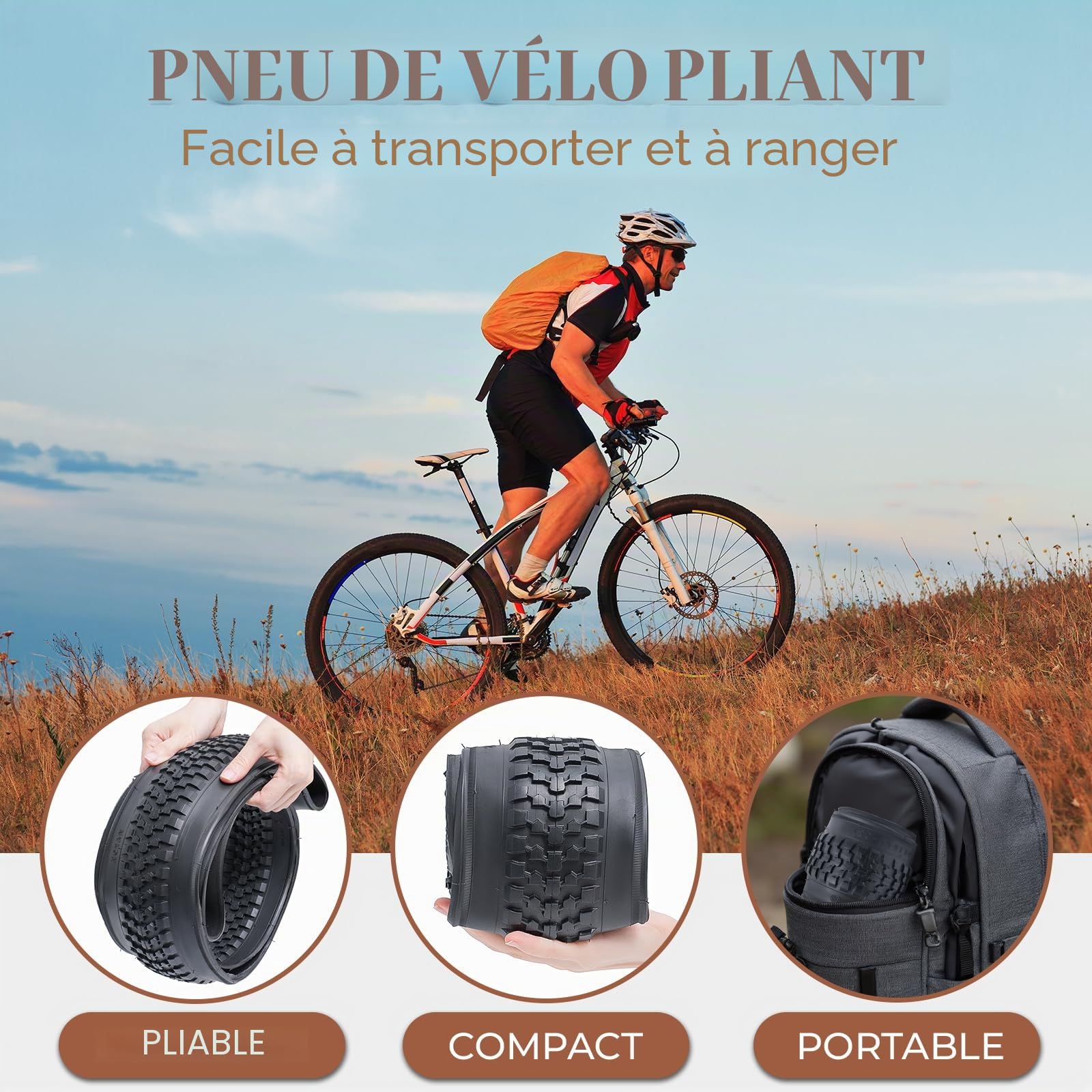 2Pcs 29X2.10 pneus vélo 29 Pouces Pneu Velo 29 x 2.10 56-622 Compatible VTT/Vélo de Route/Vélo de Ville 29x2.10 Pliable pneus vélo