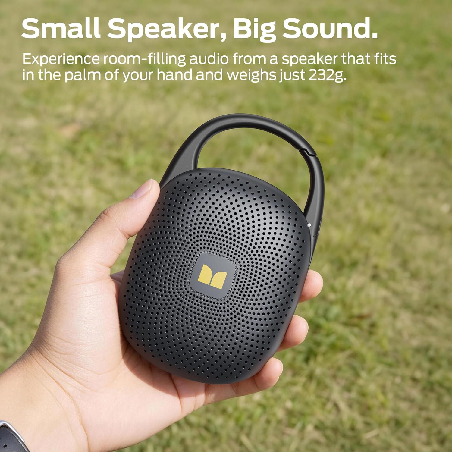 Monster S370 Ultra-Portable Bluetooth Speaker with Integrated Carabiner Clip, IPX7 Waterproof, 29H Playtime, Bluetooth 6.0, TWS Pair Clip-On Speaker for Outdoor, Hiking, Beach, Shower & Travel, Black - Image 5