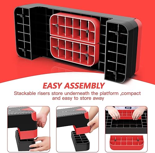 Miniatura 6 de Escalón de ejercicio aeróbico, escalón aeróbico ajustable para ejercicio, plataforma de entrenamiento para escalonar, plataforma de pasos de 26.5
