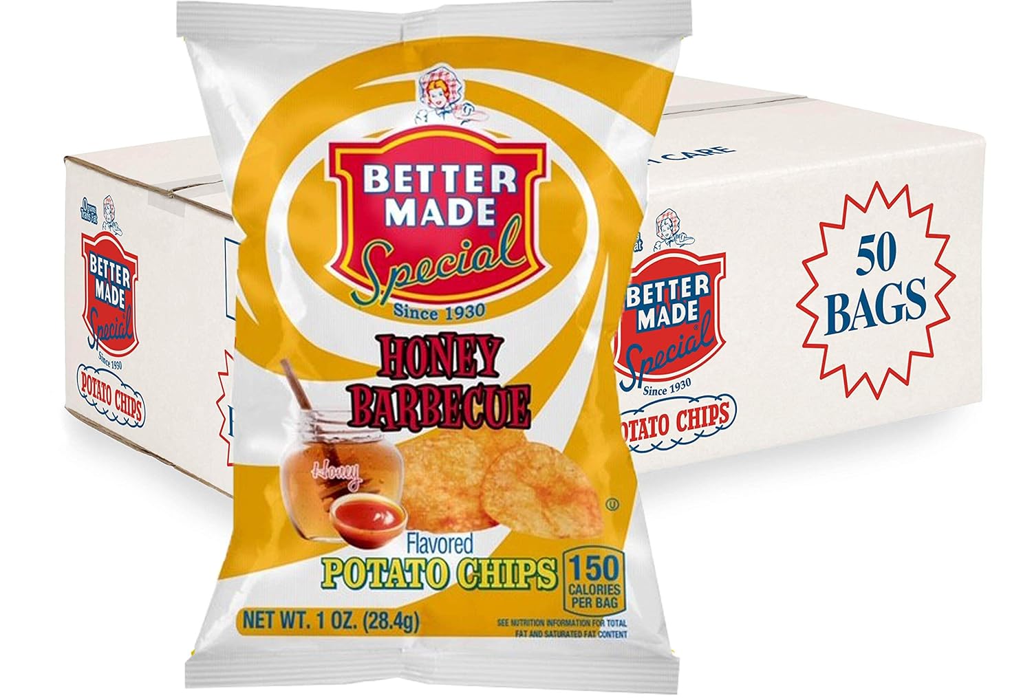 Better Made Special Potato Chips (BBQ) - 50 Pack - 50 x 1 oz. Bags - Crunchy, Individual Snacks Made from Fresh Potatoes - Family Owned and Operated
