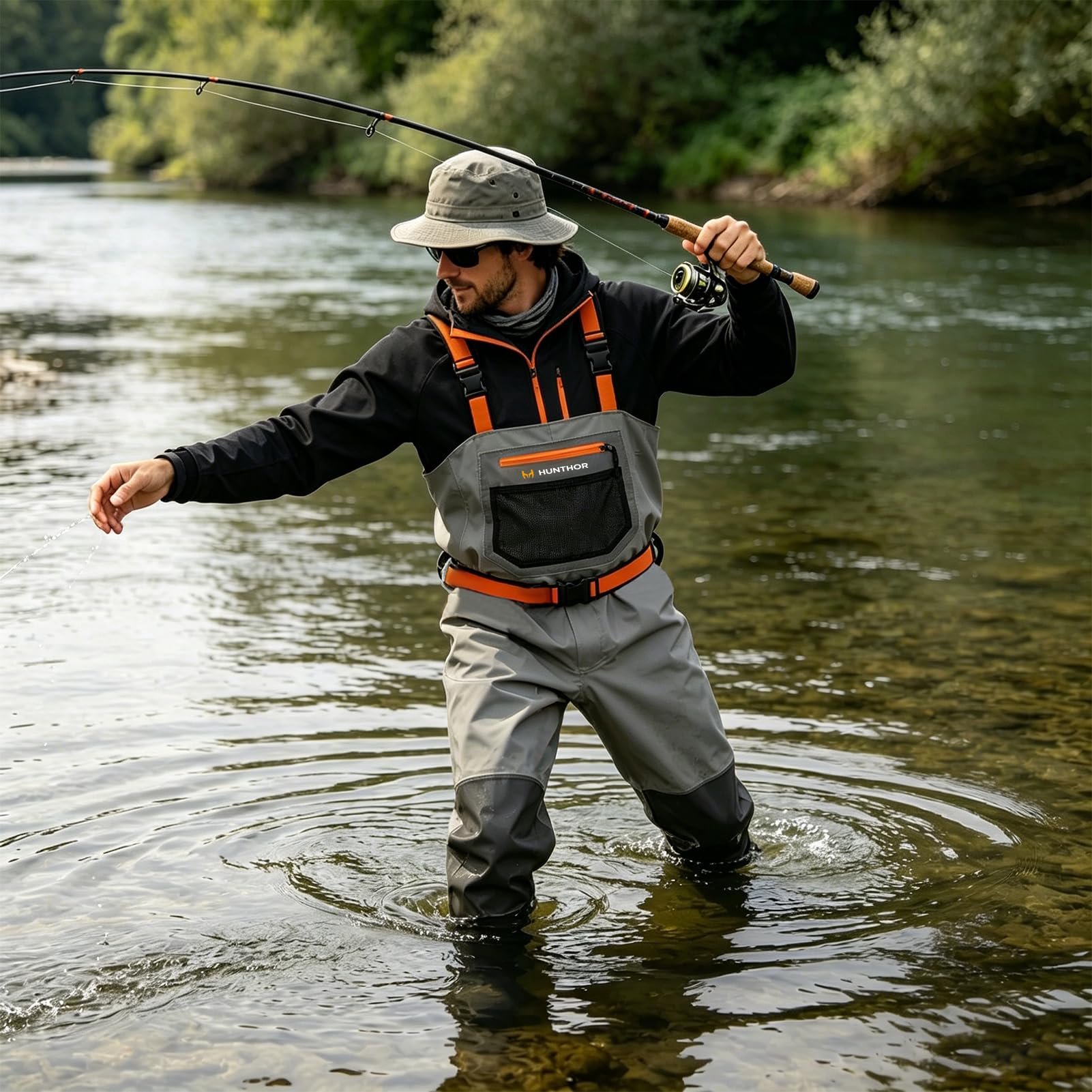 Wathose für Herren, wasserdicht, atmungsaktiv, mit isoliertem Strumpffuß für Fliegenfischen, Jagd, Waten
